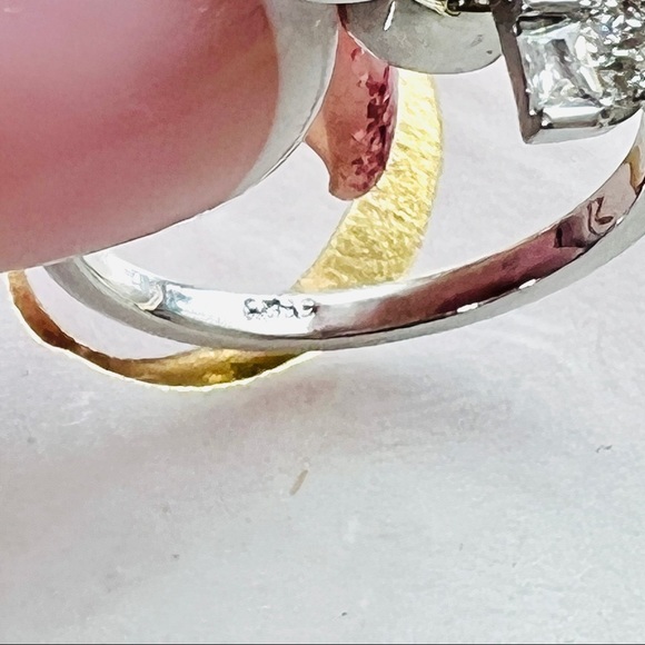 Windmill Fancy Fidget Spinner Crystal CZ Rotating Silver Ring Resizable - Picture 5 of 6